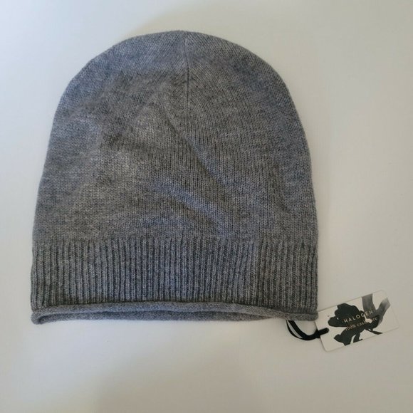NWT Nordstrom Halogen Slouchy Cashmere Women's Beanie Gray - Picture 2 of 4